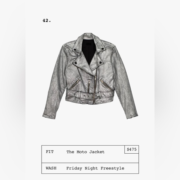 NWT Mother Denim The Moto Jacket Friday Night Freestyle in Metallica Silver - Picture 7 of 9